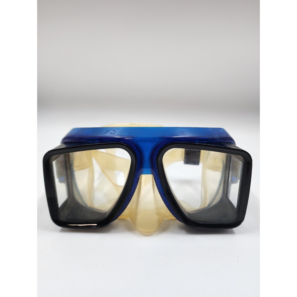 Vintage Tekna Scuba Diving Mask BlueBlackSilicone AdjustableStrap Tempered Glass